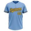 Custom Light Blue Yellow-Navy Two-Button Unisex Softball Jersey