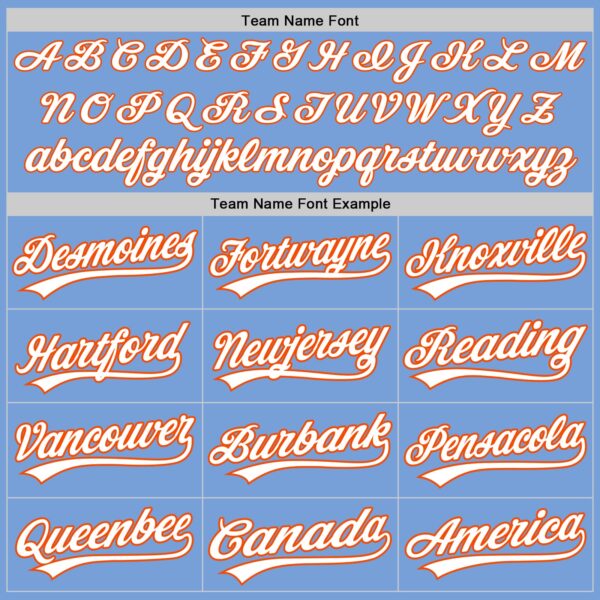 Custom Light Blue White-Orange Two-Button Unisex Softball Jersey