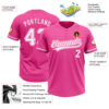 Custom Pink White Two-Button Unisex Softball Jersey