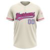 Custom Cream Light Blue Black-Pink Two-Button Unisex Softball Jersey