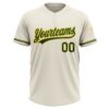 Custom Cream Green-Yellow Two-Button Unisex Softball Jersey