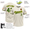 Custom Cream Green-Yellow Two-Button Unisex Softball Jersey