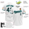 Custom White Black-Teal Two-Button Unisex Softball Jersey