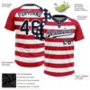 Custom White Navy-Red 3D American Flag Fashion Two-Button Unisex Softball Jersey