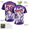 Custom Purple Orange-White 3D Pattern Abstract Sharp Shape Two-Button Unisex Softball Jersey
