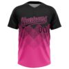 Custom Black Pink 3D Pattern Gradient Square Shapes Two-Button Unisex Softball Jersey