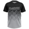Custom Black Gray 3D Pattern Gradient Square Shapes Two-Button Unisex Softball Jersey