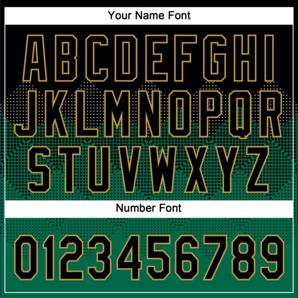 Custom Black Kelly Green-Old Gold 3D Pattern Gradient Square Shapes Two-Button Unisex Softball Jersey