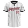 Custom White Black Pinstripe Medium Pink Two-Button Unisex Softball Jersey