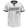 Custom White Black Pinstripe Silver-Black Two-Button Unisex Softball Jersey