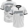 Custom White Black Pinstripe Silver-Black Two-Button Unisex Softball Jersey