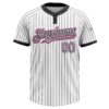 Custom White Black Pinstripe Gray-Pink Two-Button Unisex Softball Jersey