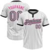Custom White Black Pinstripe Gray-Pink Two-Button Unisex Softball Jersey
