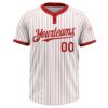 Custom White Red Pinstripe Red Two-Button Unisex Softball Jersey