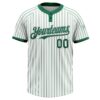 Custom White Kelly Green Pinstripe Gray Two-Button Unisex Softball Jersey