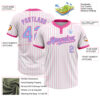 Custom White Pink Pinstripe Light Blue Two-Button Unisex Softball Jersey