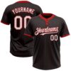 Custom Black Red Pinstripe White Two-Button Unisex Softball Jersey