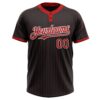 Custom Black Red Pinstripe White Two-Button Unisex Softball Jersey