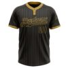 Custom Black Old Gold Pinstripe Old Gold Two-Button Unisex Softball Jersey