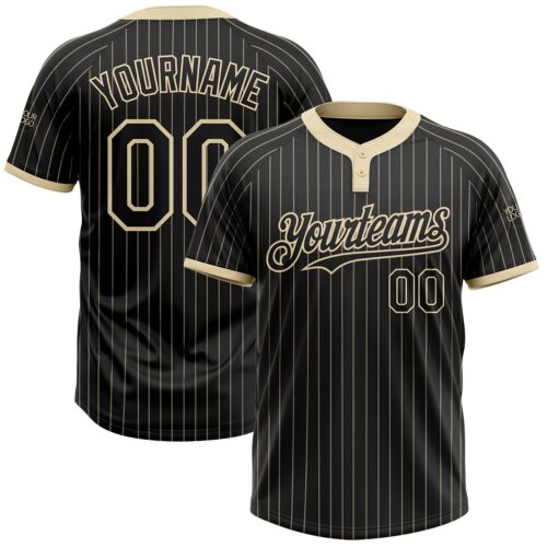 Softball0932 Custom Black Cream Pinstripe Cream Two-Button Unisex Softball Jersey
