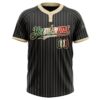 Custom Black Cream Pinstripe Vintage Mexican Flag Two-Button Unisex Softball Jersey