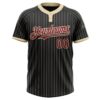 Custom Black Cream Pinstripe Crimson Two-Button Unisex Softball Jersey