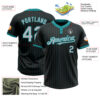 Custom Black Teal Pinstripe Gray Two-Button Unisex Softball Jersey