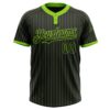 Custom Black Neon Green Pinstripe Neon Green Two-Button Unisex Softball Jersey