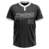 Custom Black White Pinstripe White Two-Button Unisex Softball Jersey