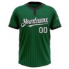 Custom Kelly Green Black Pinstripe White Two-Button Unisex Softball Jersey