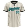 Custom Cream Black Pinstripe Teal Two-Button Unisex Softball Jersey