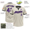 Custom Cream Black Pinstripe Purple Two-Button Unisex Softball Jersey