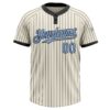 Custom Cream Black Pinstripe Light Blue Two-Button Unisex Softball Jersey