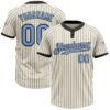 Custom Cream Black Pinstripe Light Blue Two-Button Unisex Softball Jersey