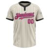 Custom Cream Black Pinstripe Pink Two-Button Unisex Softball Jersey