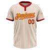 Custom Cream Red Pinstripe Gold Two-Button Unisex Softball Jersey
