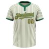 Custom Cream Kelly Green Pinstripe Old Gold Two-Button Unisex Softball Jersey