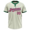 Custom Cream Kelly Green Pinstripe Pink Two-Button Unisex Softball Jersey
