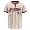 Custom Cream Crimson Pinstripe Gray Two-Button Unisex Softball Jersey