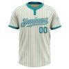 Custom Cream Teal Pinstripe Gray Two-Button Unisex Softball Jersey