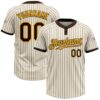 Custom Cream Brown Pinstripe Gold Two-Button Unisex Softball Jersey