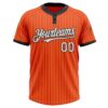 Custom Orange Black Pinstripe White Two-Button Unisex Softball Jersey