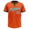 Custom Orange Green Pinstripe White Two-Button Unisex Softball Jersey