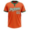 Custom Orange Kelly Green Pinstripe White Two-Button Unisex Softball Jersey