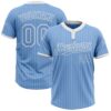 Custom Light Blue White Pinstripe White Two-Button Unisex Softball Jersey
