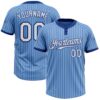 Custom Light Blue Royal Pinstripe White Two-Button Unisex Softball Jersey