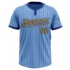 Custom Light Blue Royal Pinstripe Old Gold Two-Button Unisex Softball Jersey