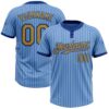 Custom Light Blue Royal Pinstripe Old Gold Two-Button Unisex Softball Jersey