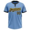 Custom Light Blue Black Pinstripe Gold Two-Button Unisex Softball Jersey