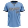Custom Light Blue Steel Gray Pinstripe Gray Two-Button Unisex Softball Jersey